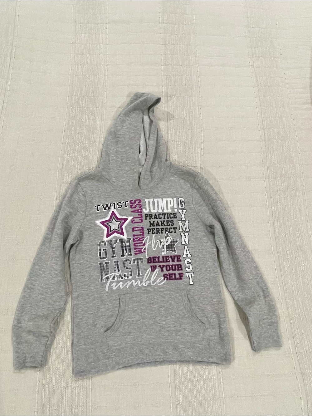 Justice Gray Girls Hoodie with Subtle White Logo